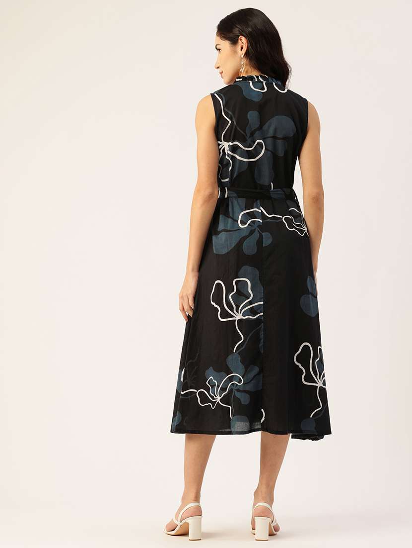 women black floral print wrap dress - 21582206 -  Standard Image - 3