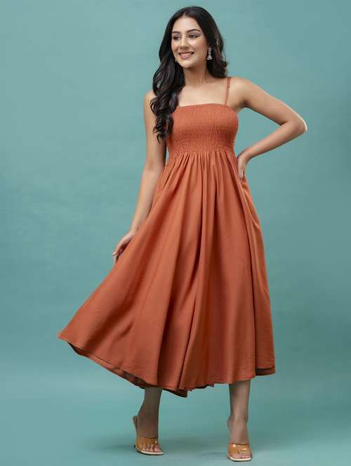 women solid sleeveless fit & flare dress - 21582216 -  Standard Image - 0