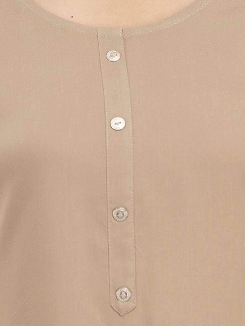 women solid three quarter sleeves a-line top - 21582233 - Standard Image - 5