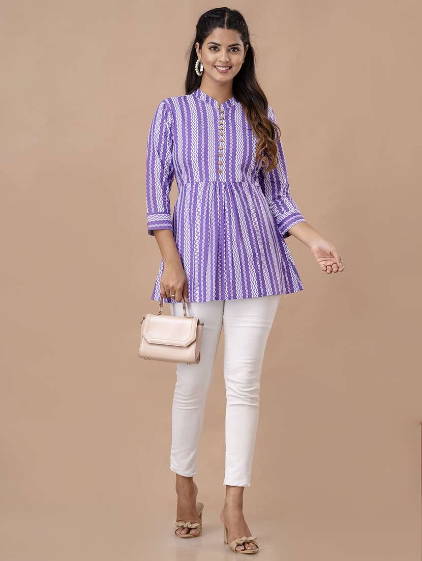 women three quarter sleeve printed regular top - 21582257 -  Standard Image - 3