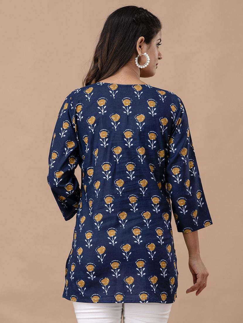 women printed three quarter sleeves straight kurti - 21582264 - Standard Image - 3