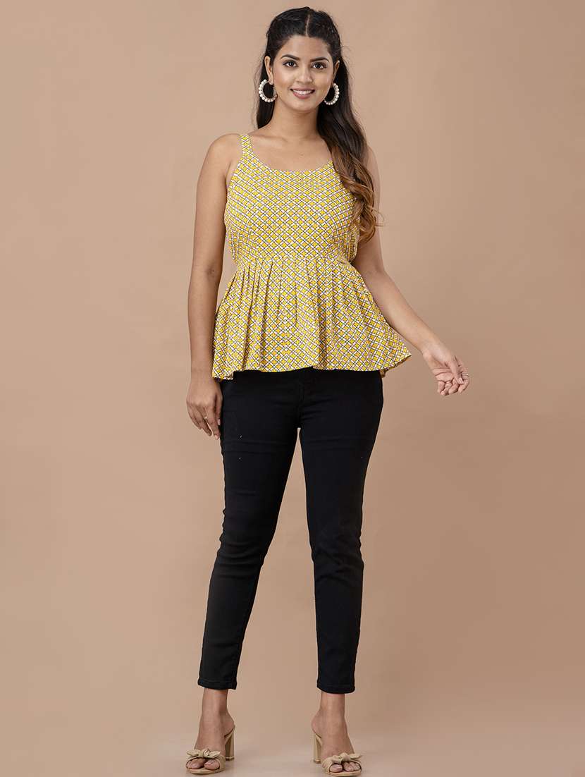 women printed sleeveless peplum top - 21582277 -  Standard Image - 3