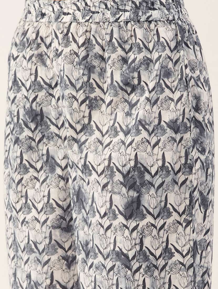 women grey printed top and palazzo co-ord set - 21582291 -  Standard Image - 5