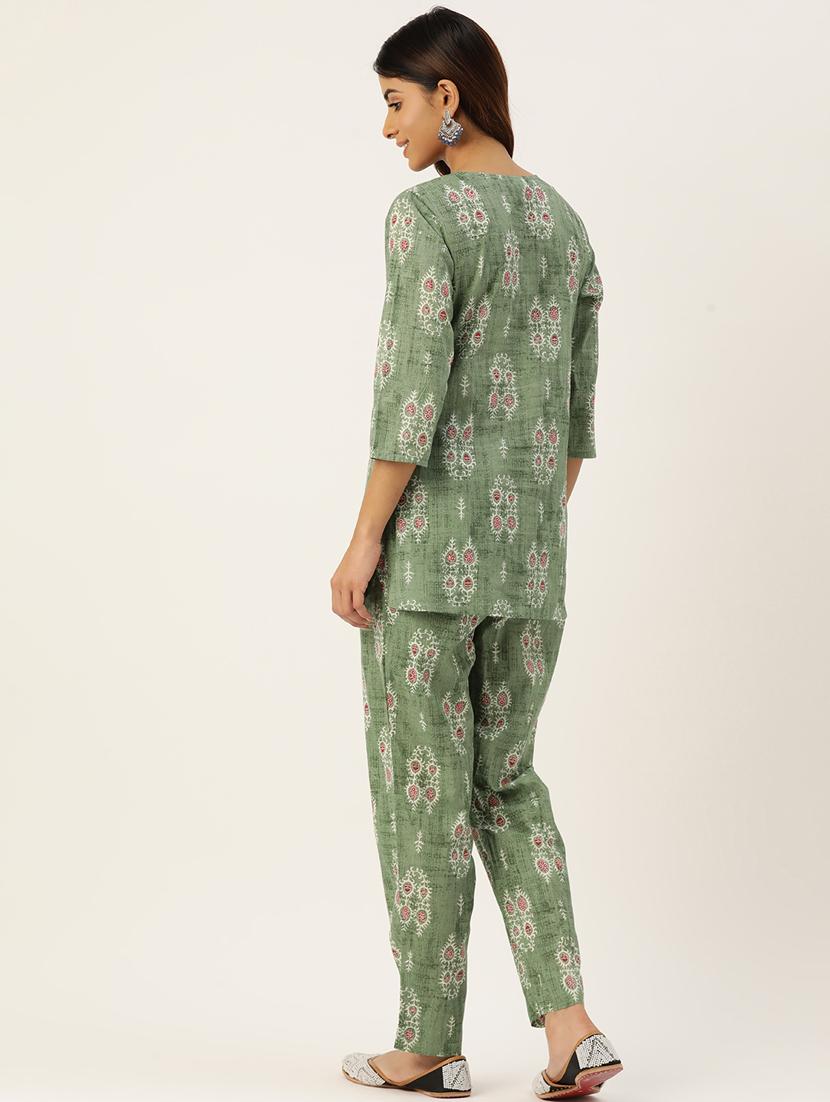 women green printed pyjama nightwear set - 21582319 - Standard Image - 3
