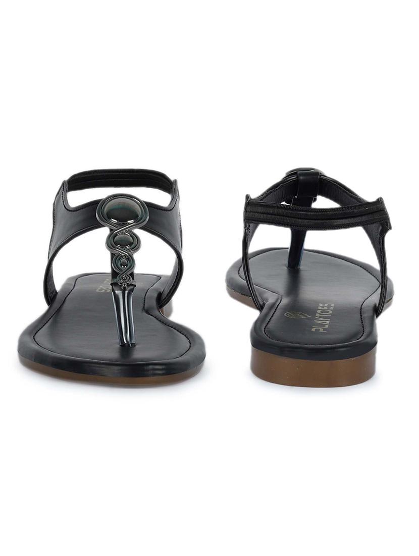 women black slip on sandal - 21582914 - Standard Image - 3