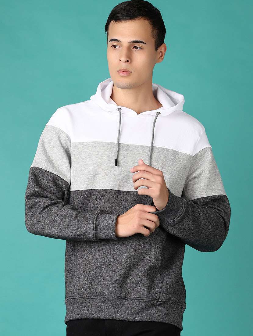men long sleeves color block sweatshirt