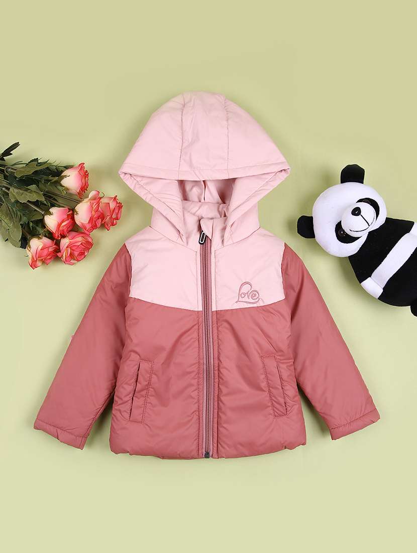 boys color blocked hooded quilted jacket