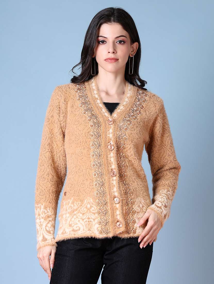 women self design long sleeve cardigan