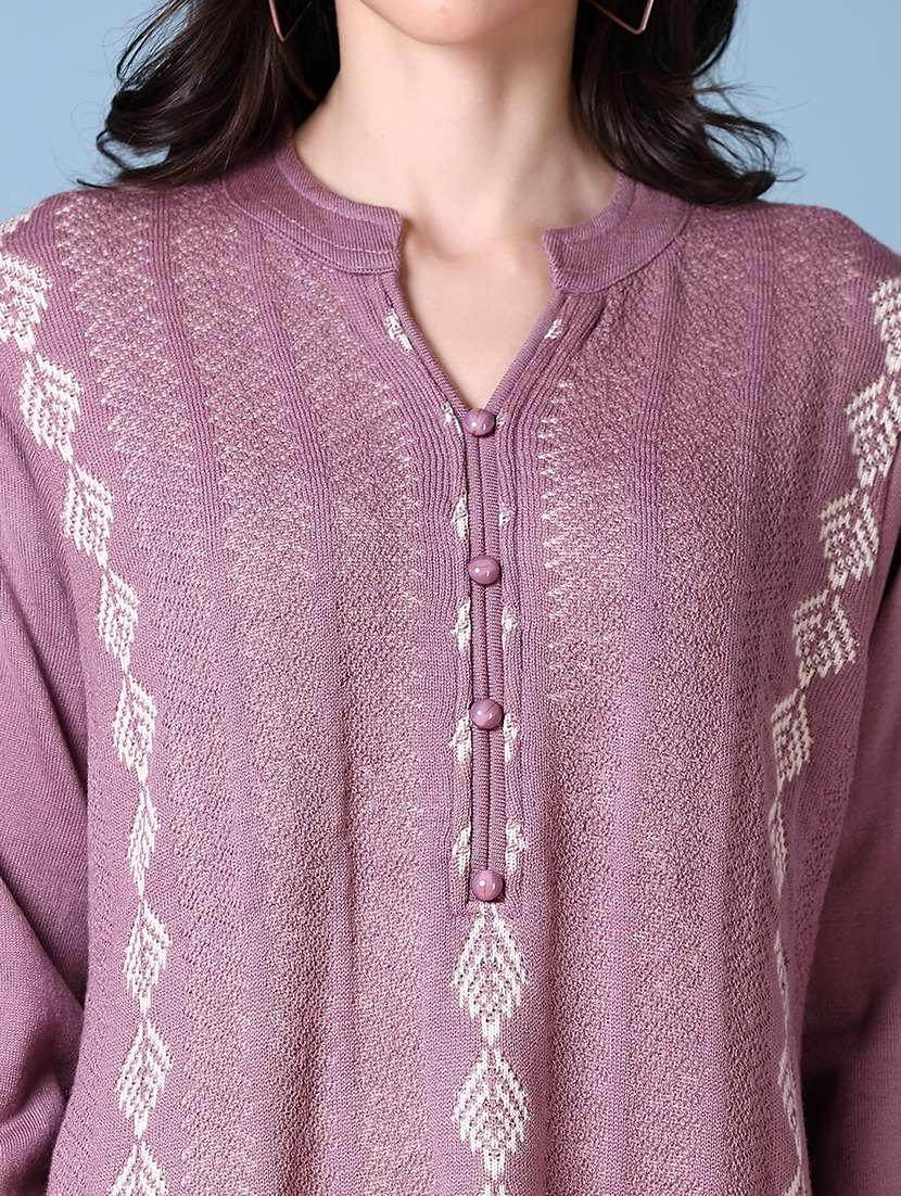women mandarin neck woolen kurta - 21582980 -  Standard Image - 5