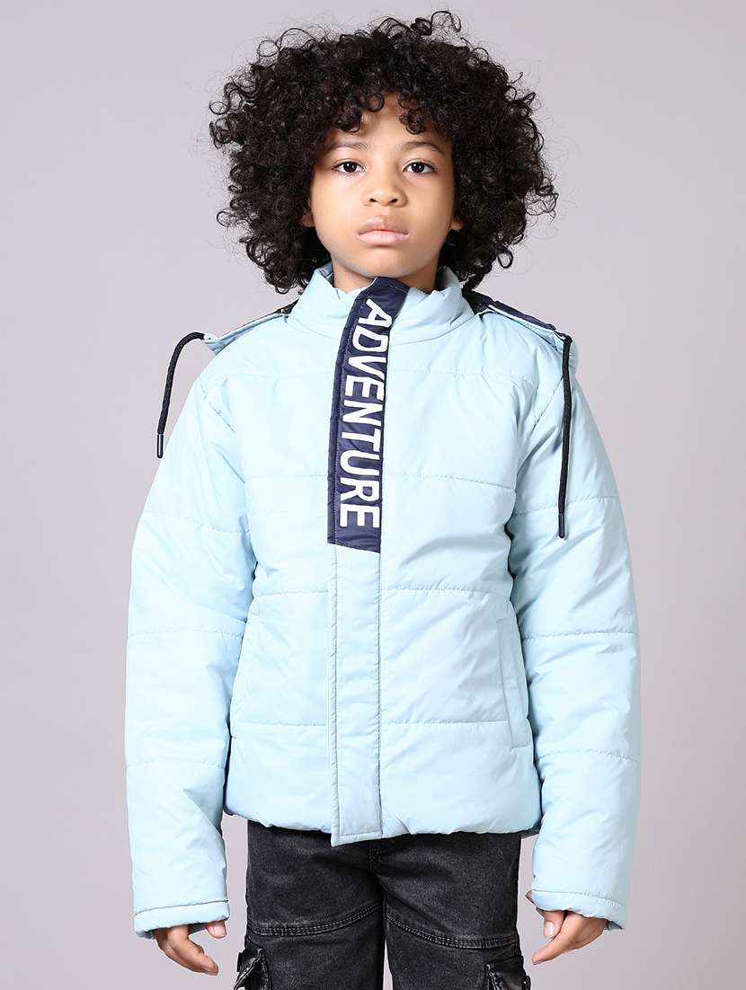 boys solid ong sleeve hooded bomber jacket