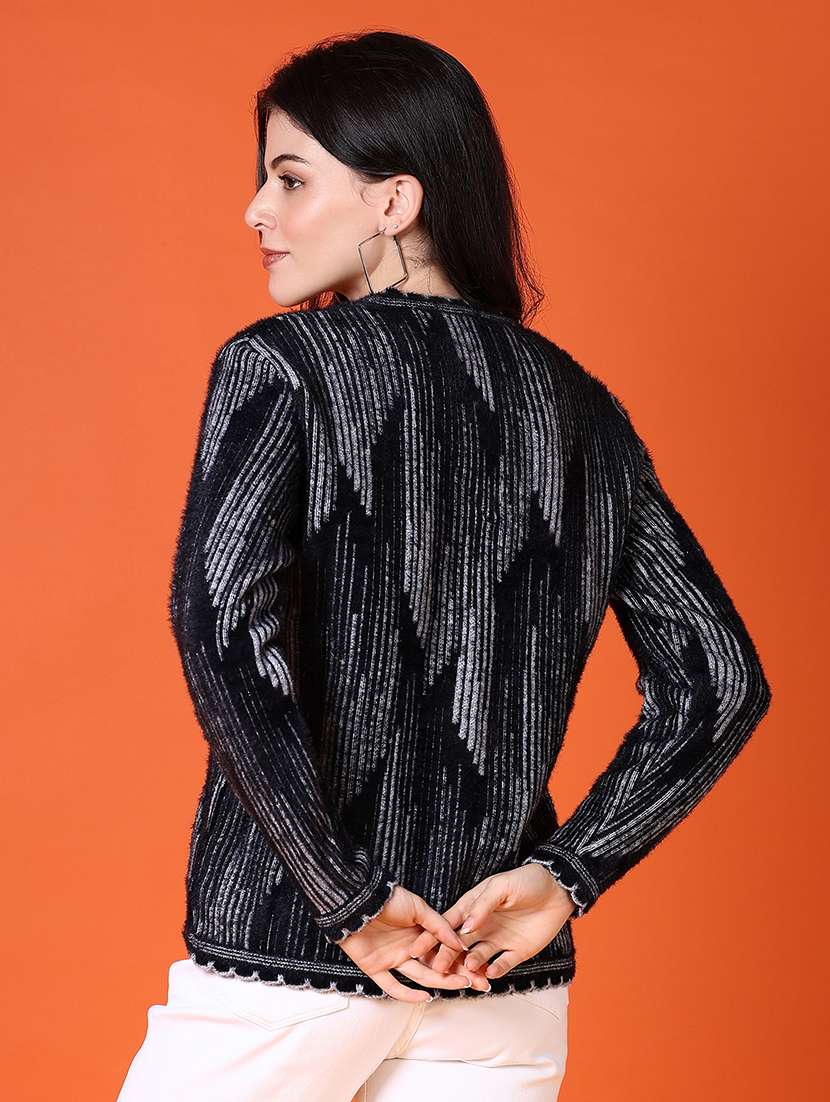 women self design long sleeve cardigan - 21583041 -  Standard Image - 3