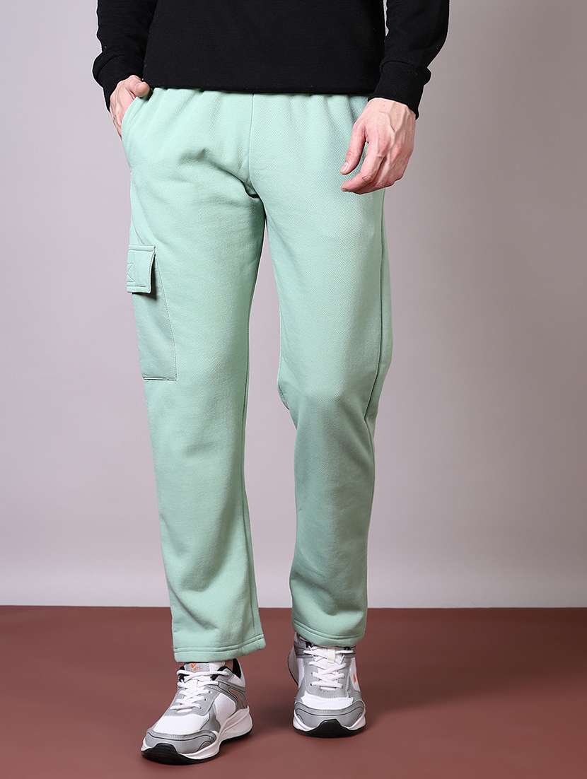 men solid full length track pant