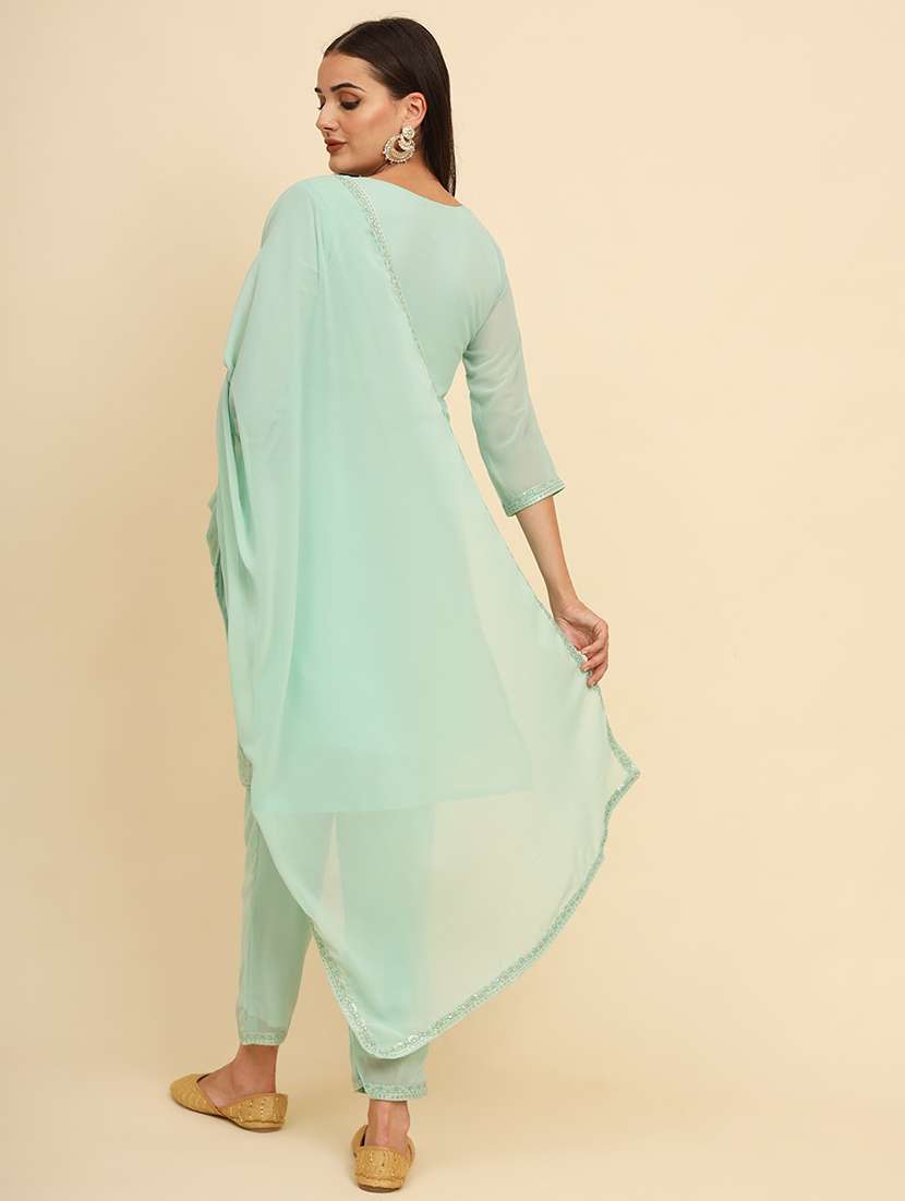women sequin embroidered kurta pant set with dupatta - 21583252 - Standard Image - 3