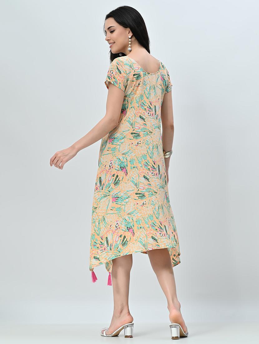 women printed short sleeve a-line ethnic dress - 21583621 - Standard Image - 3