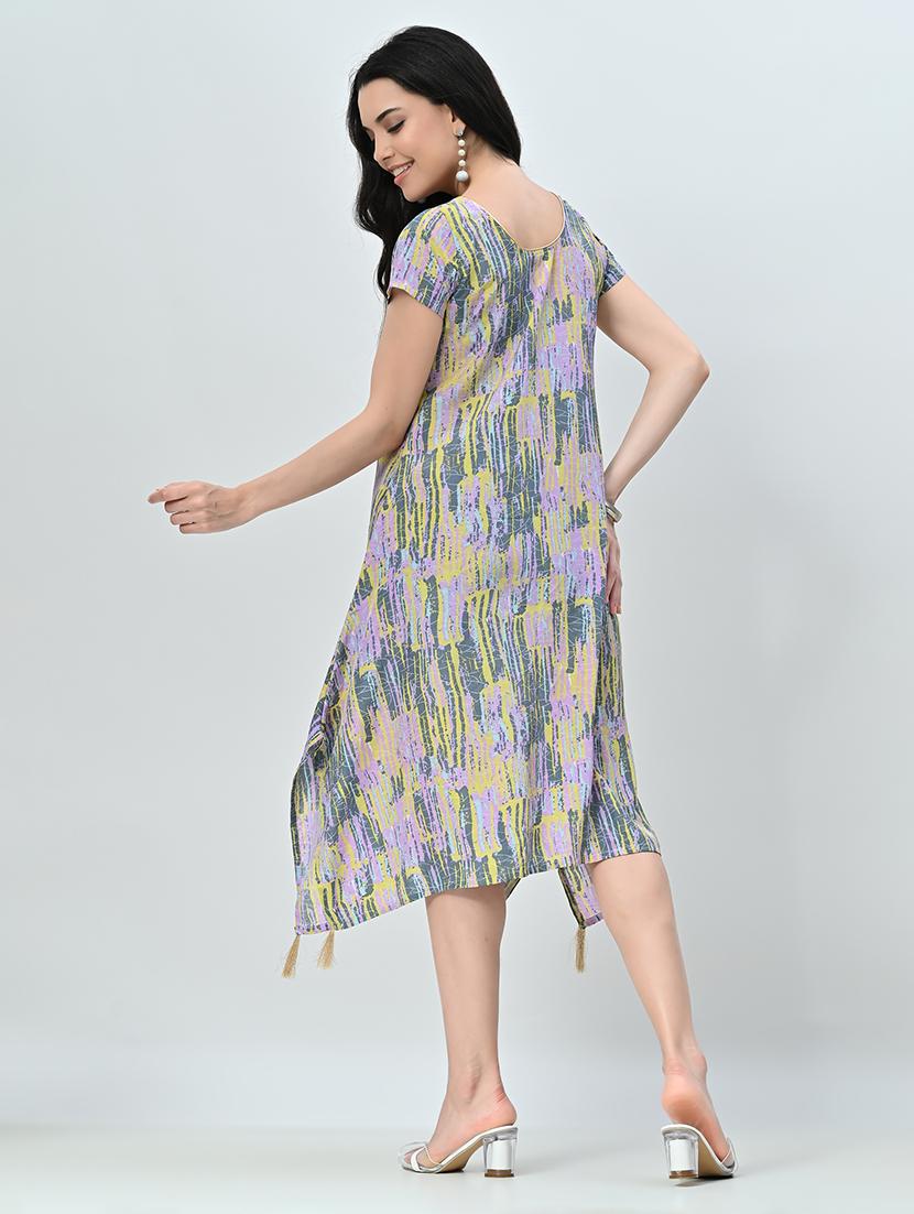 women printed short sleeve a-line ethnic dress - 21583622 - Standard Image - 3