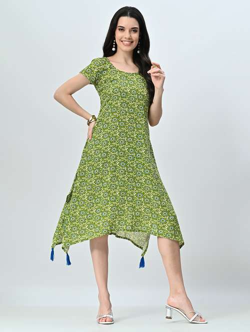 women floral short sleeve a-line ethnic dress - 21583623 - Standard Image - 0