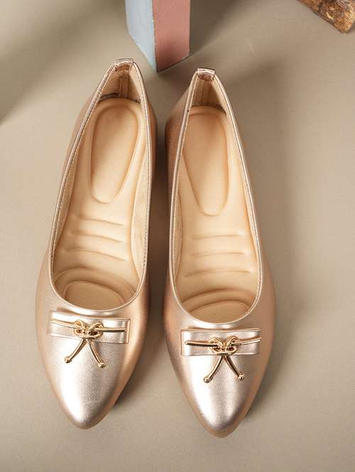 women gold slip on ballerina - 21583850 - Standard Image - 0