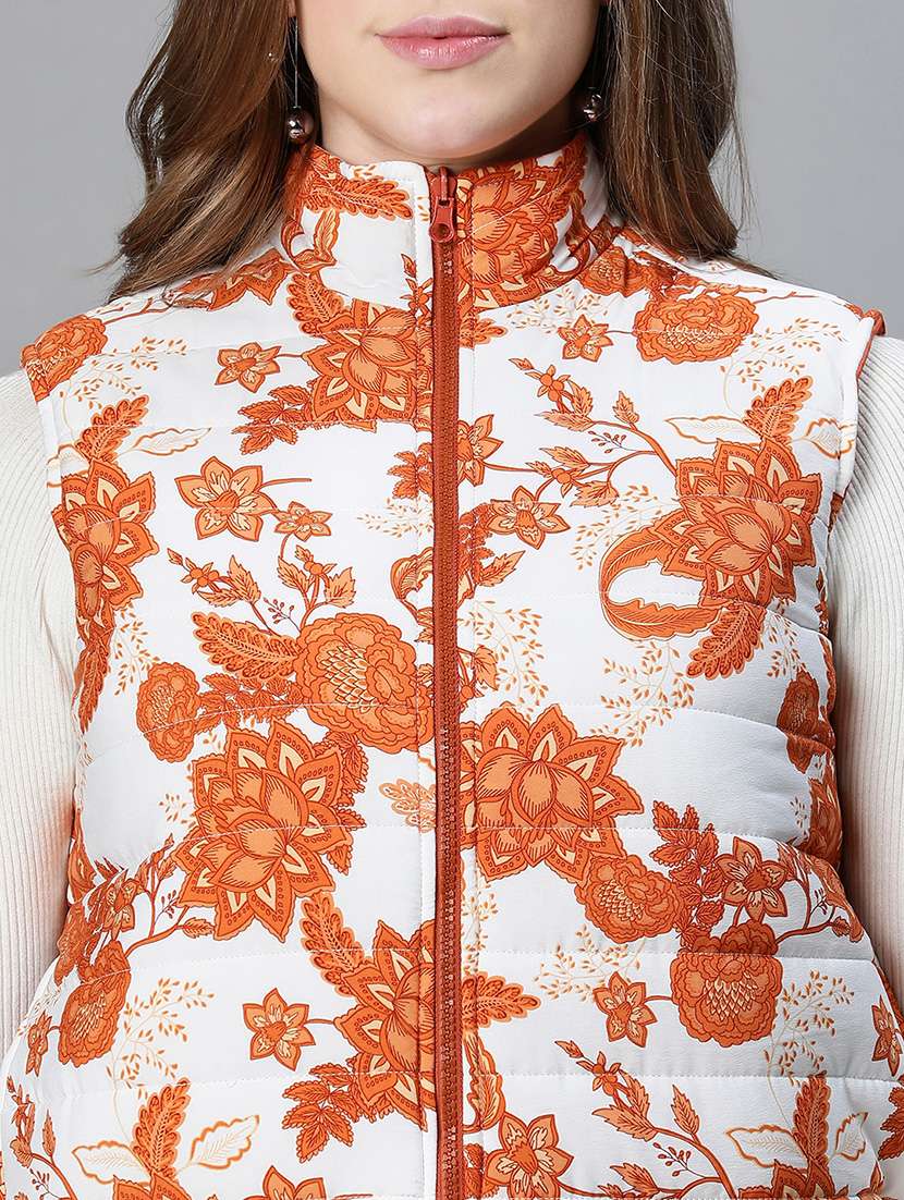 women floral print sleeveless jacket - 21584251 - Standard Image - 3