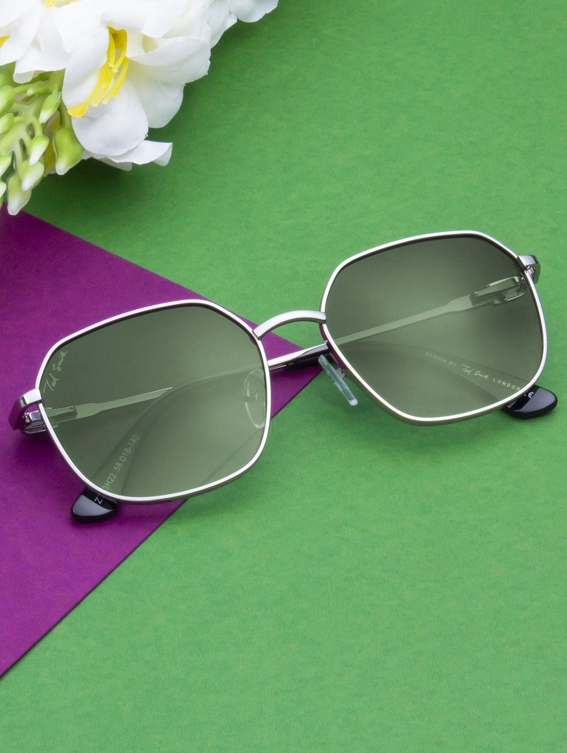 ted smith hexagonal grey sunglasses for men women - 21584838 -  Zoom Image - 0