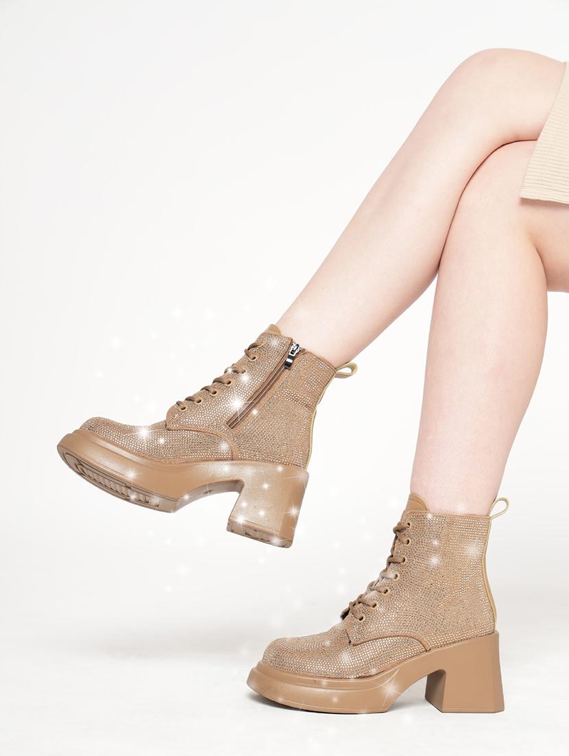 women khaki sequined ankle boot - 21584845 - Standard Image - 5