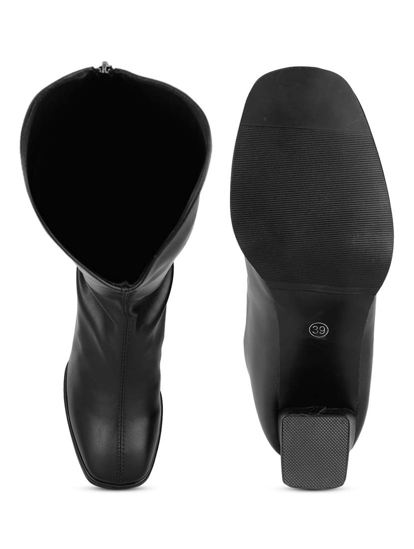 women black solid knee length boot - 21584853 -  Standard Image - 3