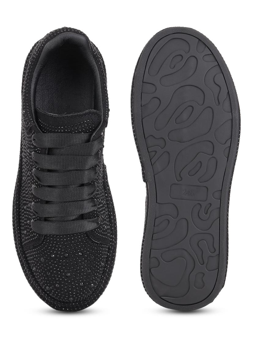 women black lace-up casual shoe - 21584862 - Standard Image - 3