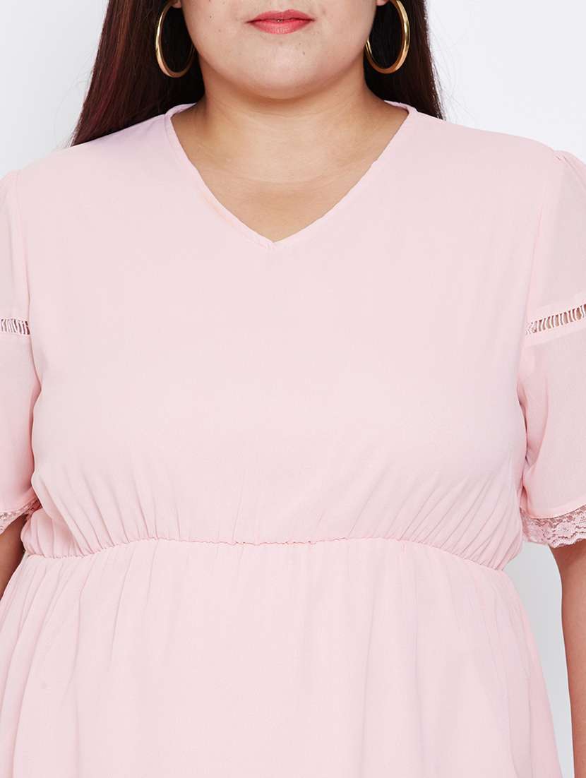 women solid v-neck plus size top - 21584890 - Standard Image - 5