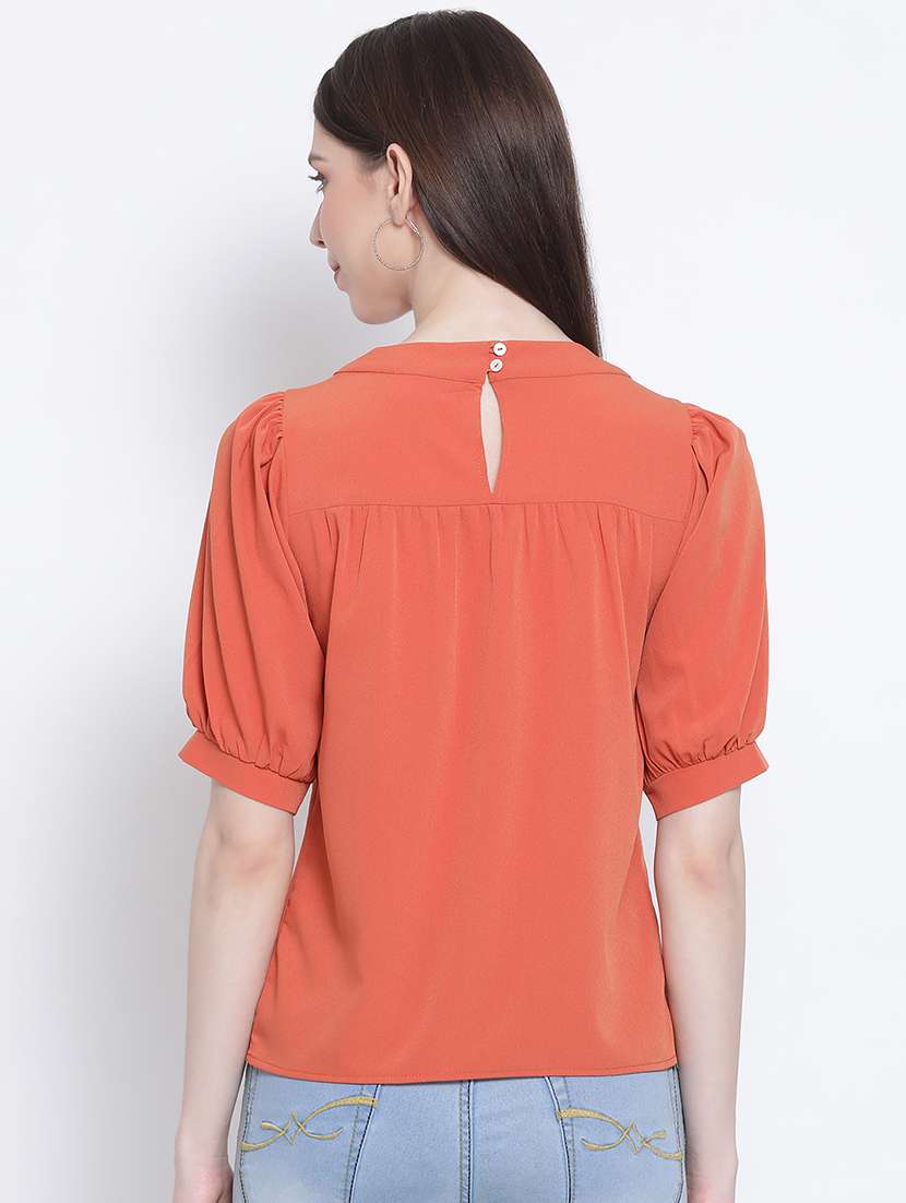 women solid round neck top - 21584900 -  Standard Image - 3