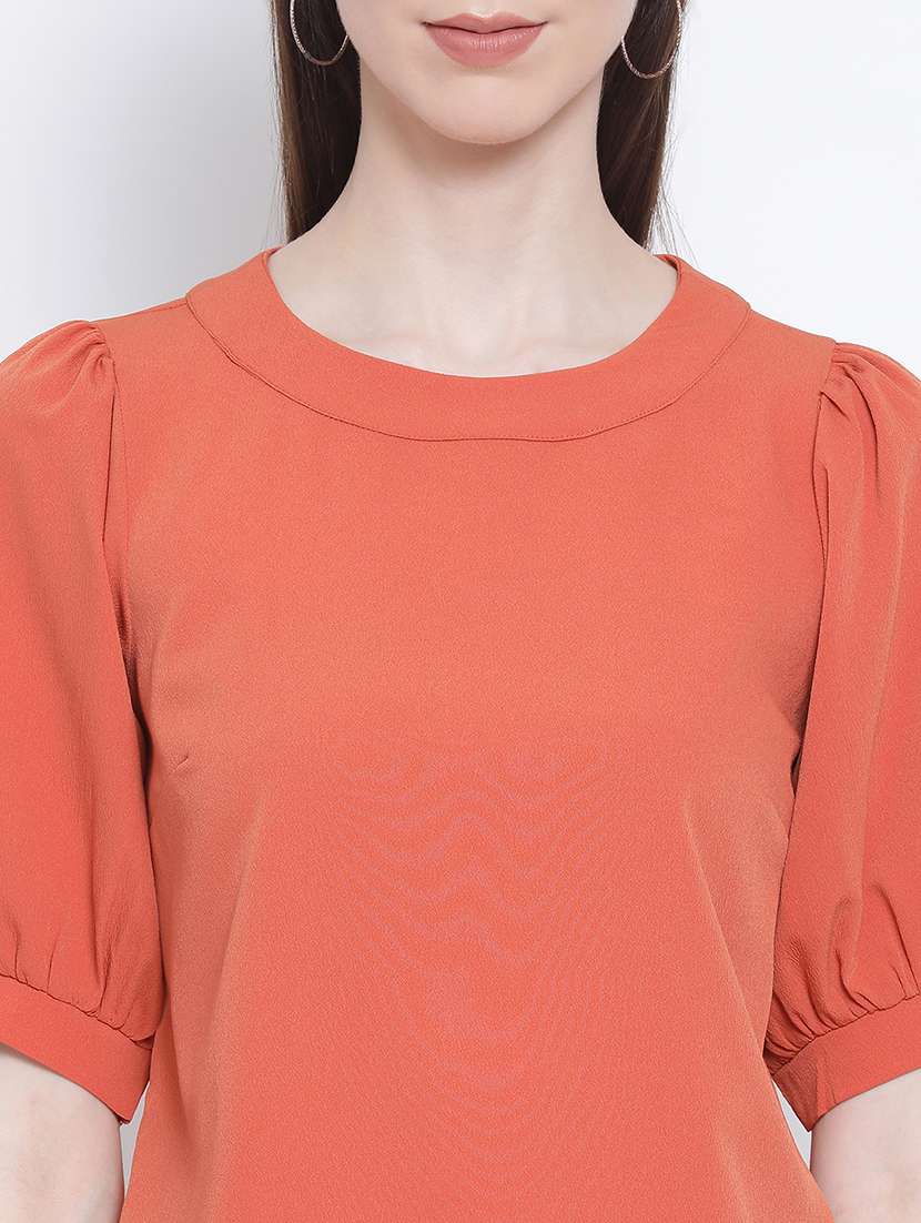 women solid round neck top - 21584900 -  Standard Image - 5