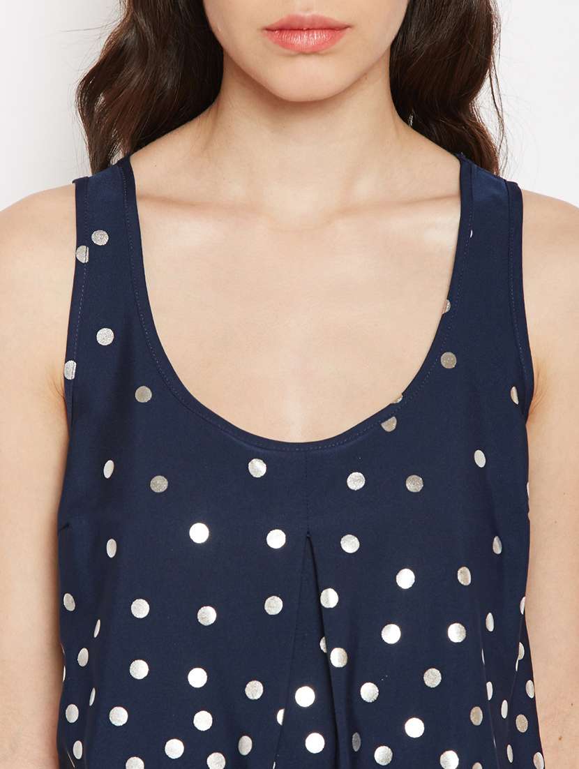 women polka dots printed sleeveless top - 21584909 -  Standard Image - 5