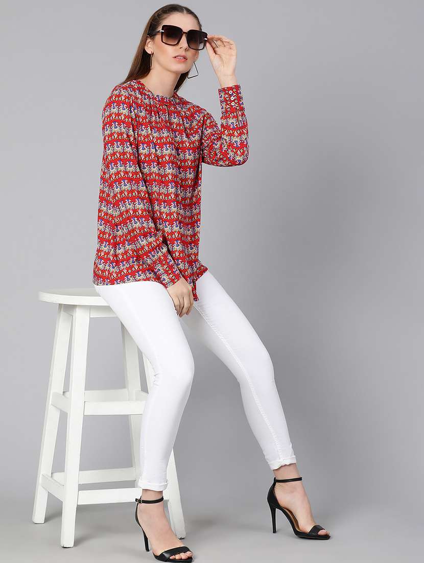 women printed long sleeves top - 21584919 - Standard Image - 5