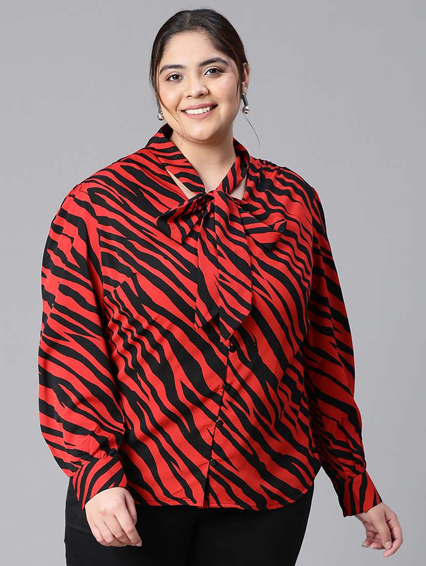 women printed plus size shirt style top