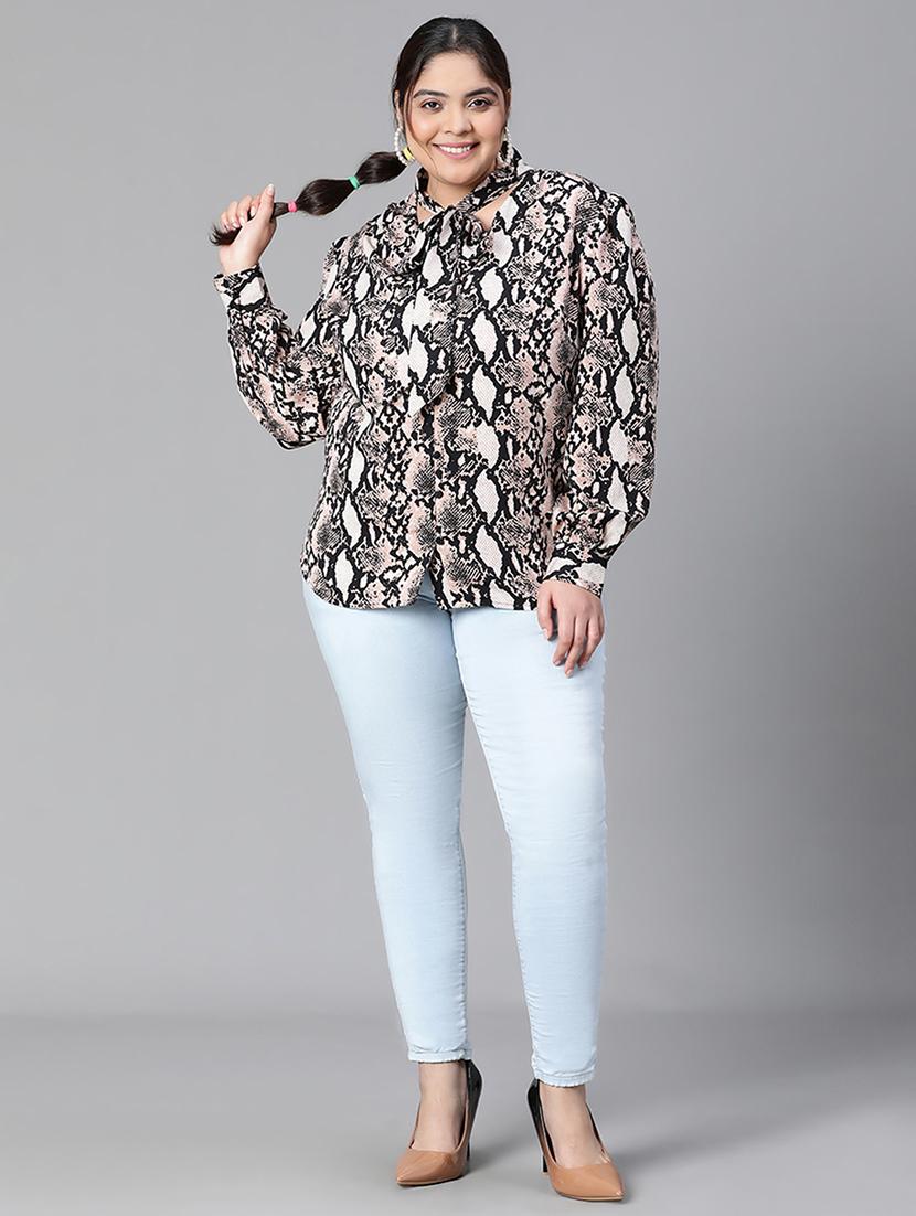 women animal printed plus size shirt style top - 21584925 - Standard Image - 3