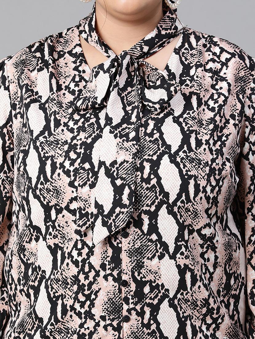 women animal printed plus size shirt style top - 21584925 - Standard Image - 5
