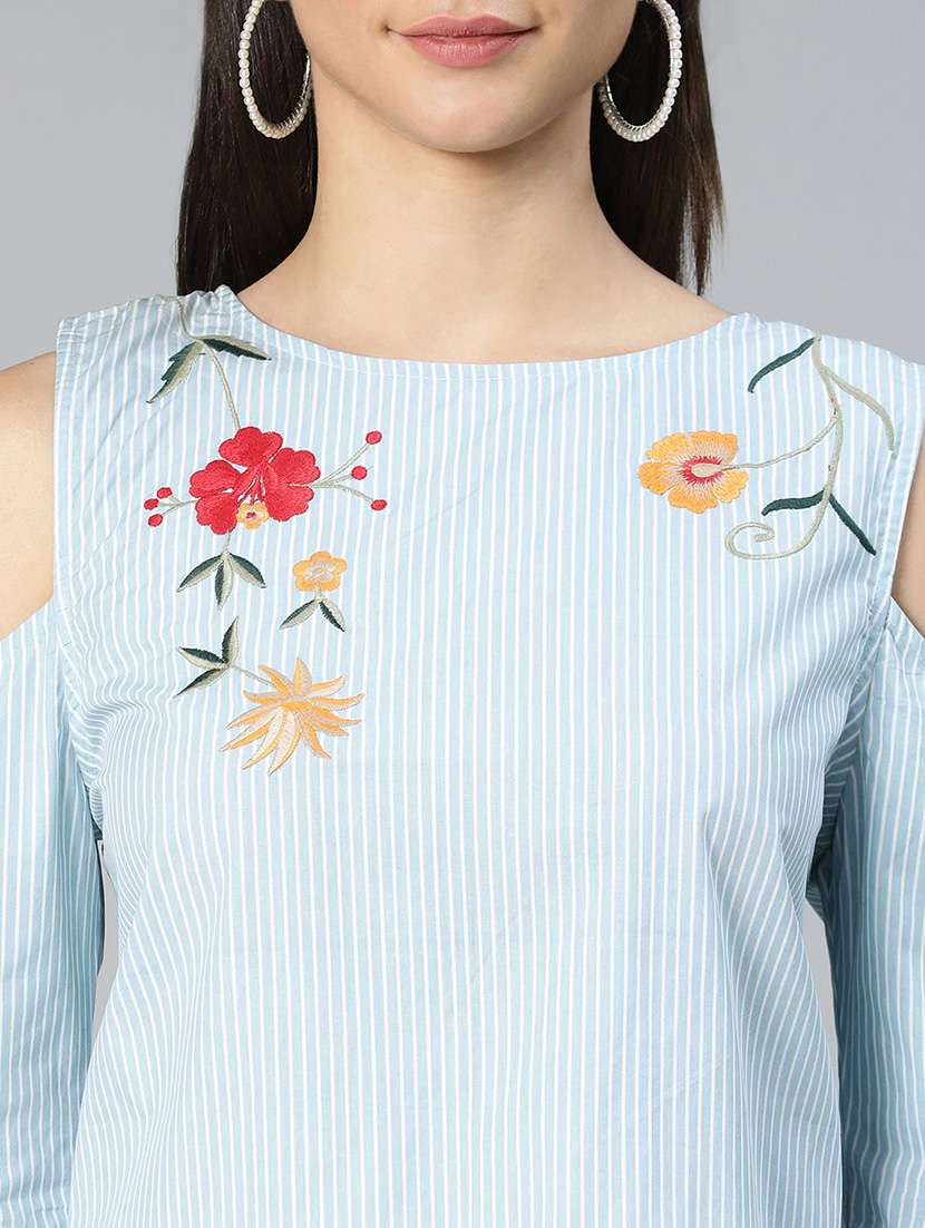 women striped printed embroidered detailed top - 21584941 -  Standard Image - 5