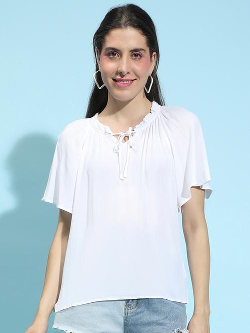 women solid short sleeves top - 21584951 - Standard Image - 0