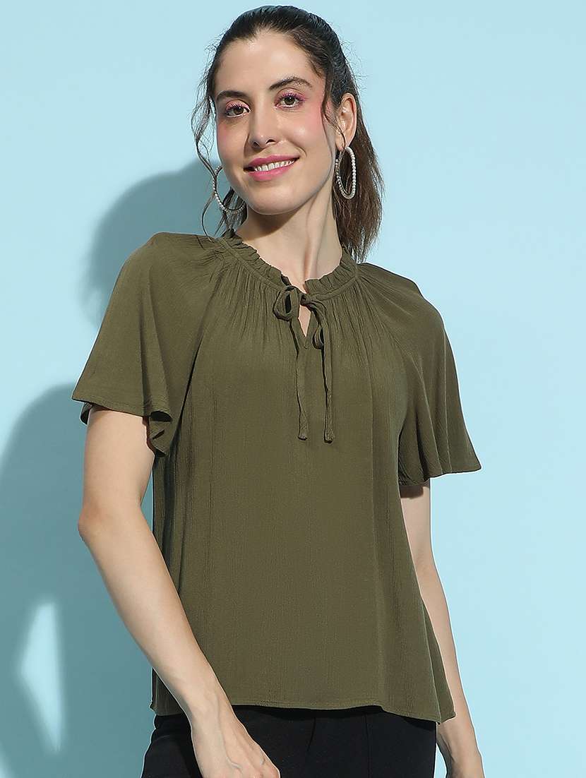 women solid short sleeves top