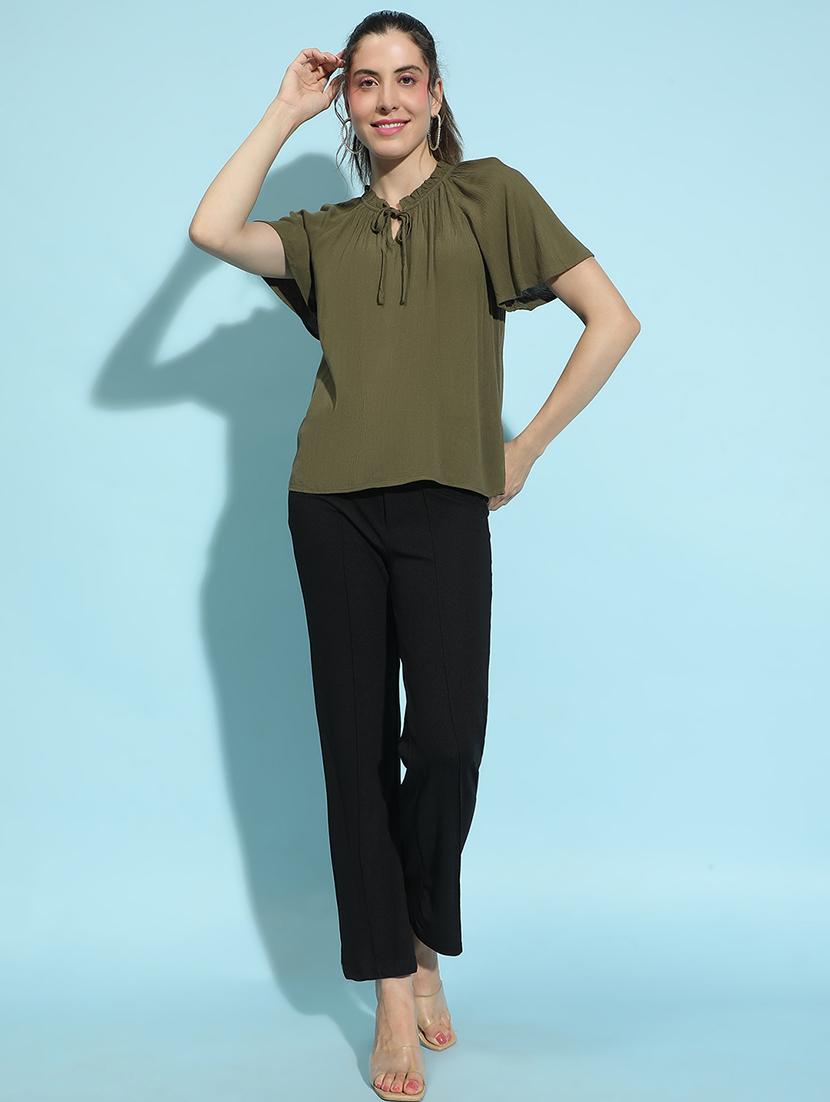 women solid short sleeves top - 21584952 - Standard Image - 3