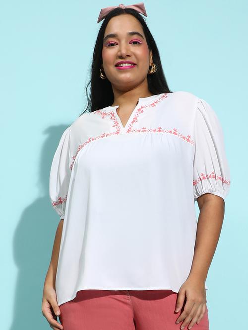 women embroidered short sleeves plus size top - 21584958 - Standard Image - 0