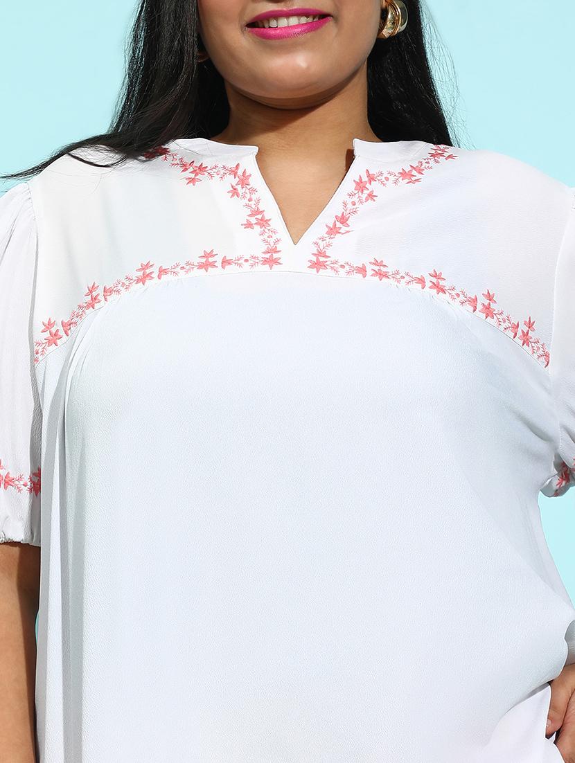 women embroidered short sleeves plus size top - 21584958 - Standard Image - 5