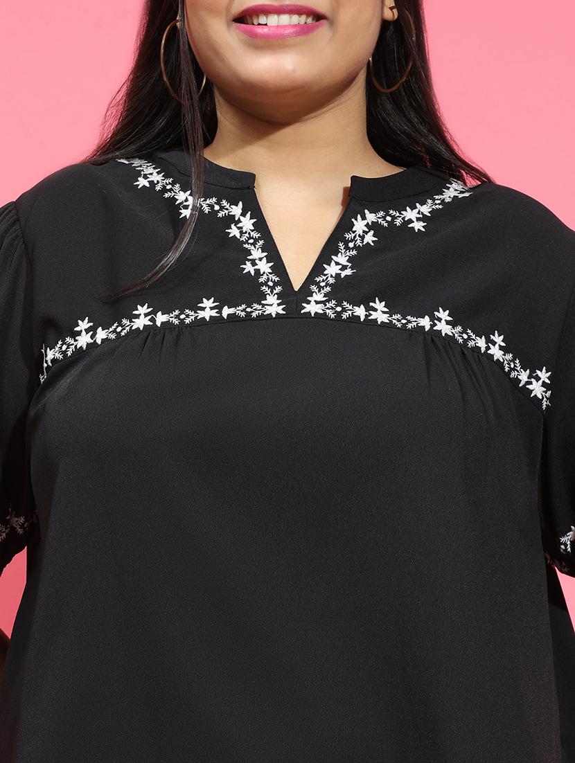 women embroidered short sleeves plus size top - 21584959 - Standard Image - 5