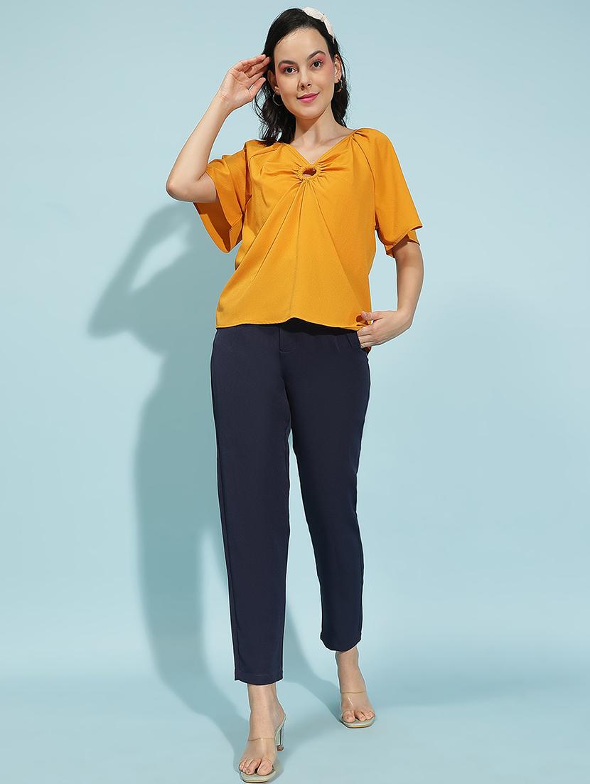 women solid short sleeves top - 21584978 - Standard Image - 3