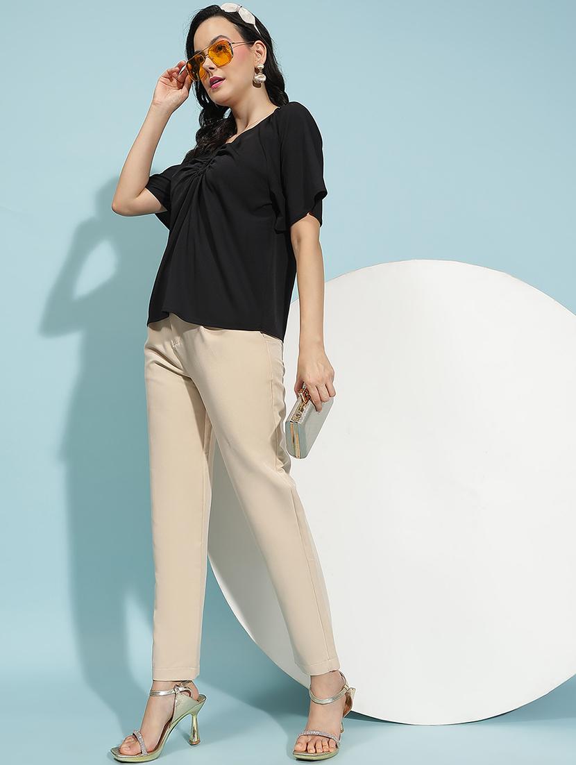 women solid short sleeves top - 21584979 - Standard Image - 3