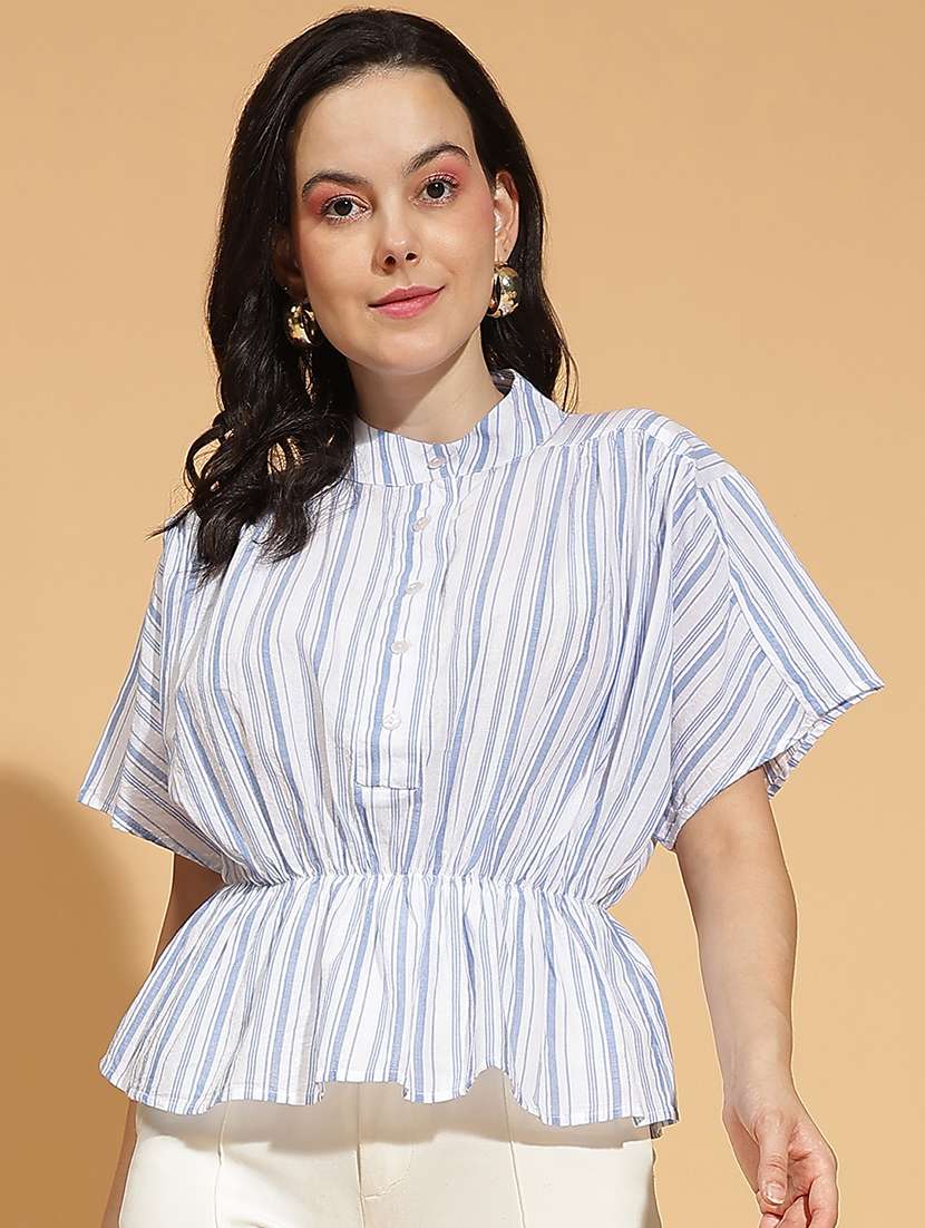 women printed kimono sleeves peplum top