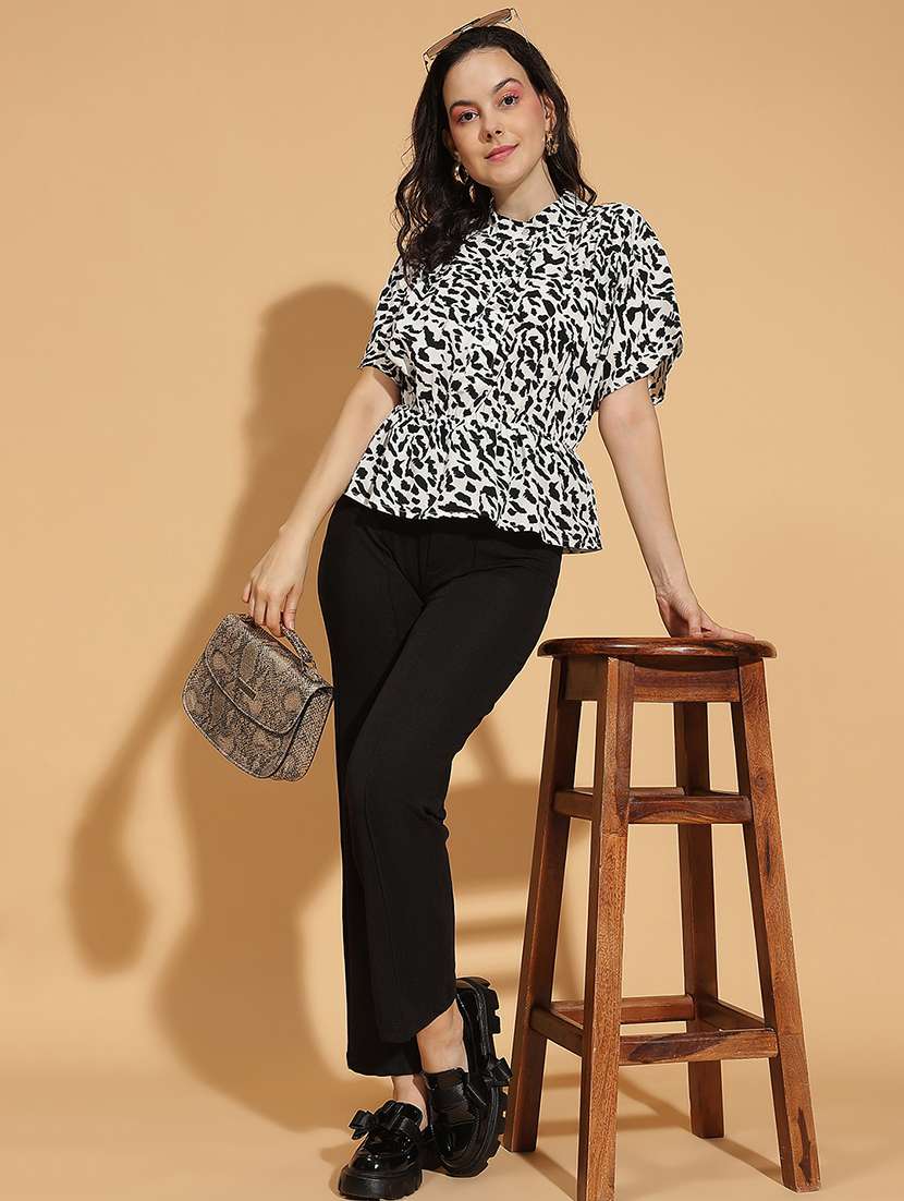 women printed kimono sleeves peplum top - 21584989 - Standard Image - 3