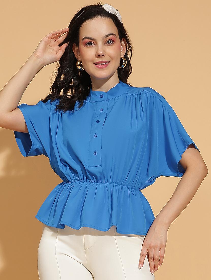 women solid kimono sleeves peplum top - 21584990 - Zoom Image - 0