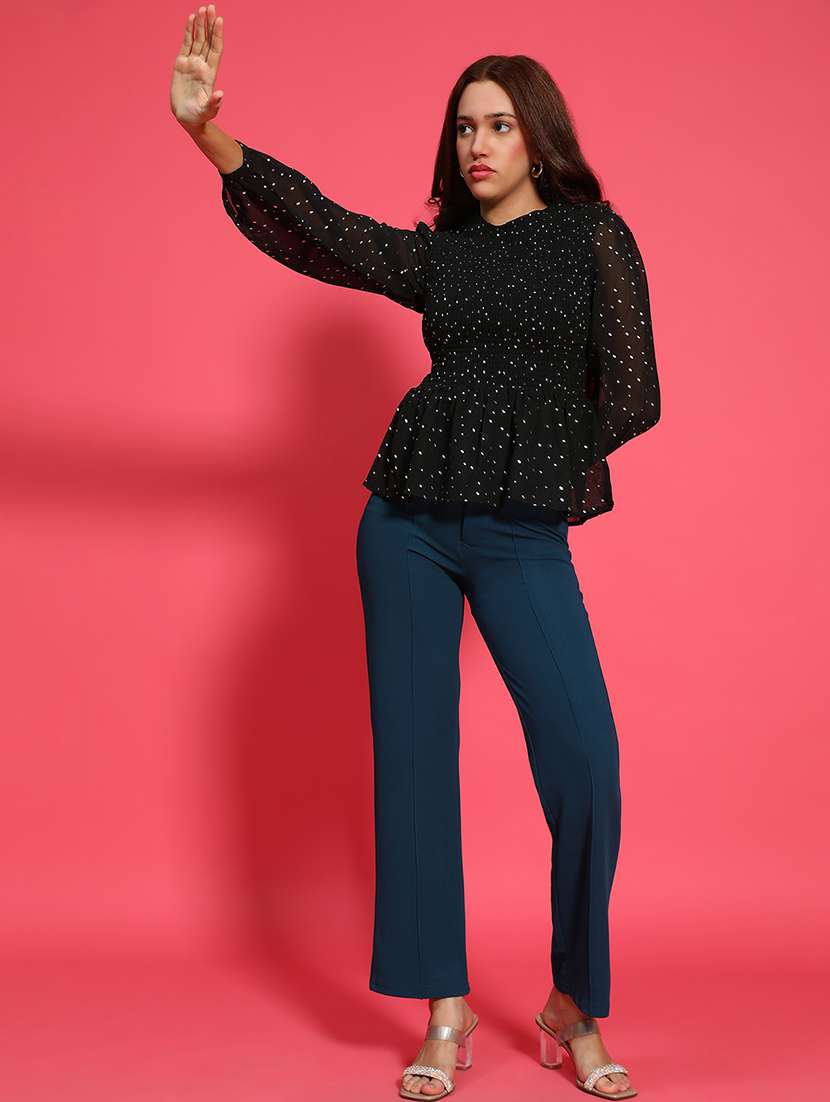 women printed long sleeves peplum top - 21585001 -  Zoom Image - 0