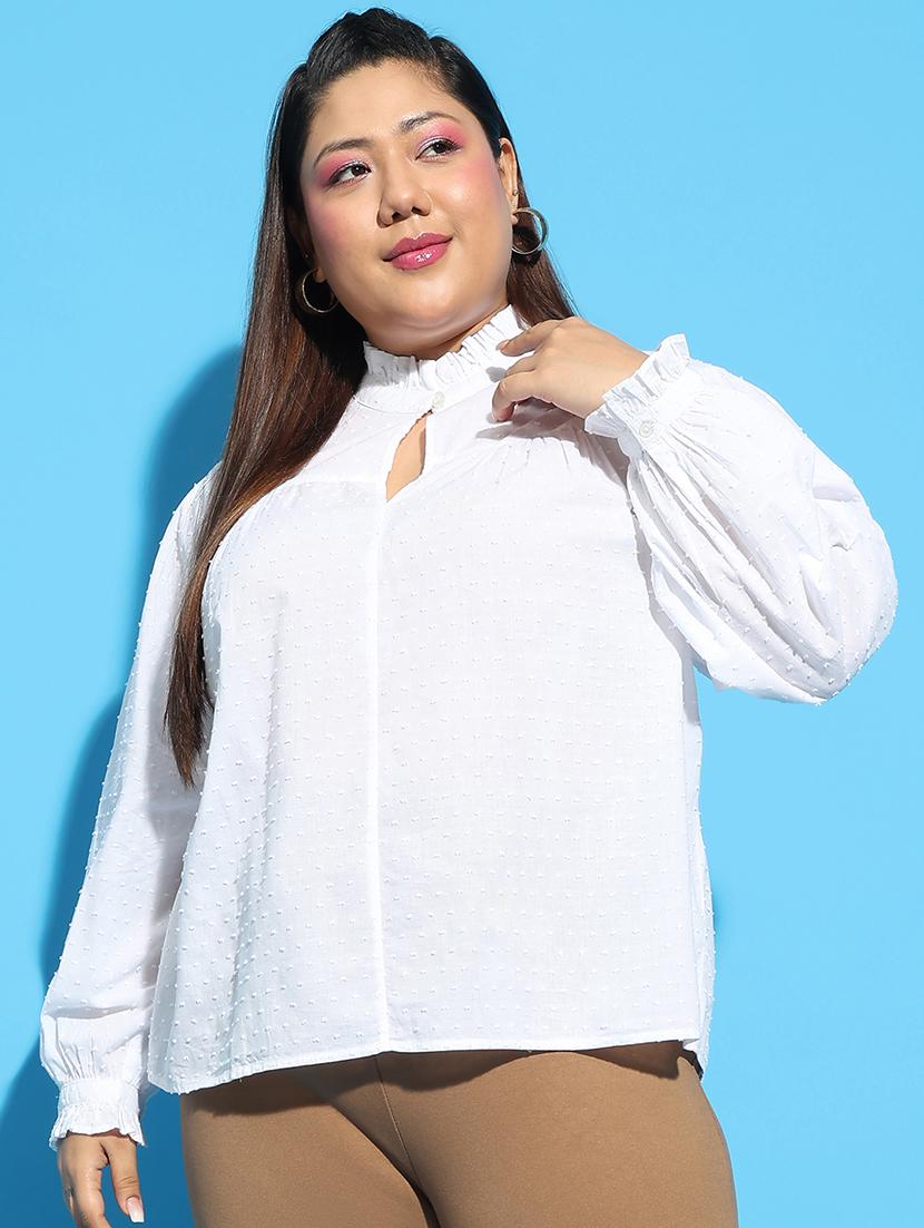 women solid long sleeves plus size top - 21585020 - Zoom Image - 0