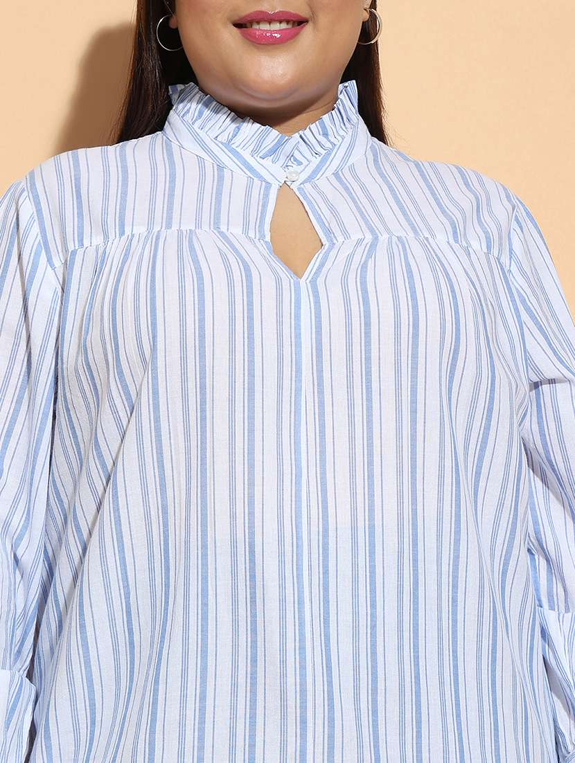 women striped printed longs sleeves plus size top - 21585023 - Standard Image - 5