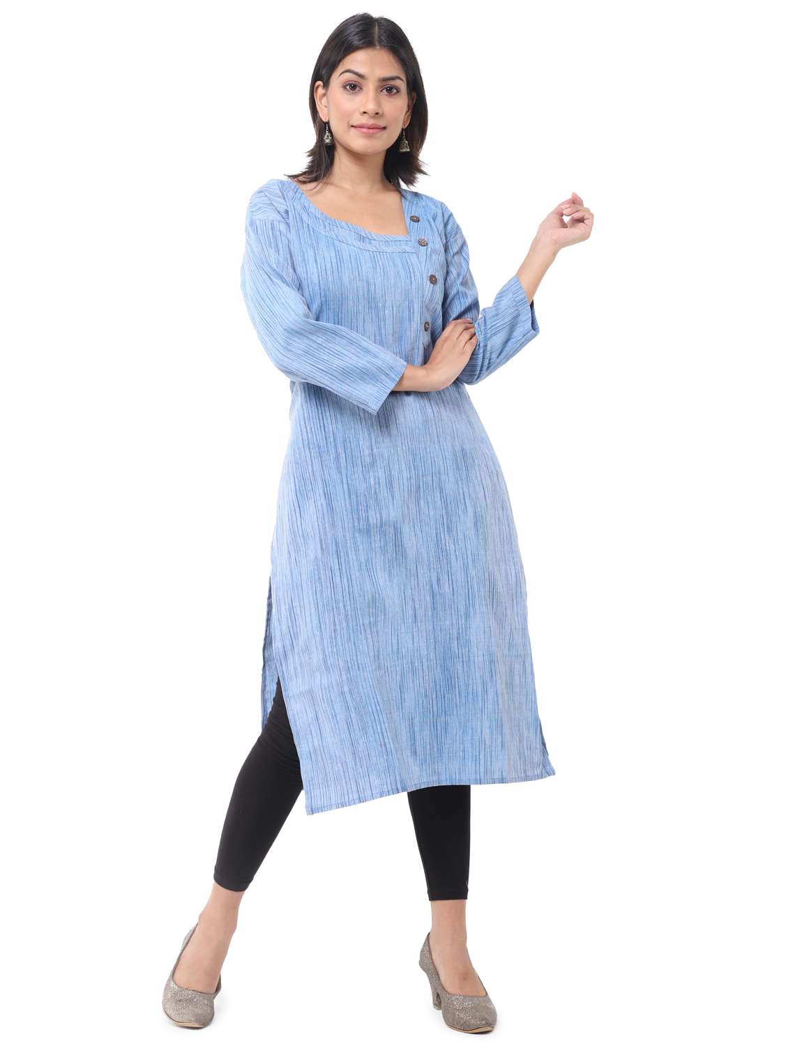 women pack of 2 solid straight kurta - 21585093 -  Standard Image - 5